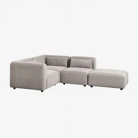 Sofa Modułowy Narożny 3-częściowy Z Pufem Fogler Sztruks Jasny Szary Taupe - Sklum