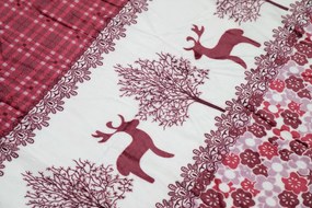 PrzytulneMieszkanie.pl PrzytulneMieszkanie.pl Pościel z mikropluszu Świąteczne Renifery wiśniowa