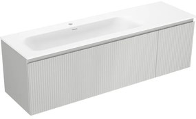 Mexen Rivel szafka łazienkowa 160 cm z umywalką Vela lewą, 1S, 1D, ryflowana, szara mat/biała mat - 91A23-16047-3-BBFF62-W23L01
