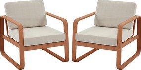 Zestaw 2 aluminiowych foteli ogrodowych - Miedziany z beżowymi poduszkami - LOMIA od MYLIA