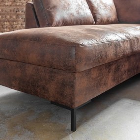 Brązowa rozkładana sofa w kształcie litery "U" z imitacji skóry Miuform Lofty Lilly Vintage, lewostronna