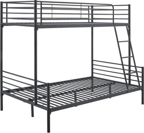 Łóżko Piętrowe Młodzieżowe 90x200 cm/ 120x200 cm TRES Metalowe Czarne