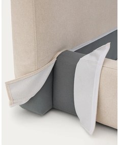 Beżowe tapicerowane łóżko jednoosobowe bez stelaża 90x200 cm Blok – Kave Home