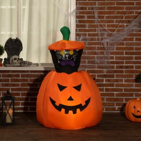 Outsunny Duch Dyni z Ruchomym Kotem Dekoracja Halloweenowa Nadmuchiwana z Oświetleniem LED 76 x 64 x 115cm