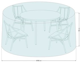 POKROWIEC NA MEBLE OGRODOWE JADALNIANE Z OKRĄGŁYM STOŁEM 130X90 CM
