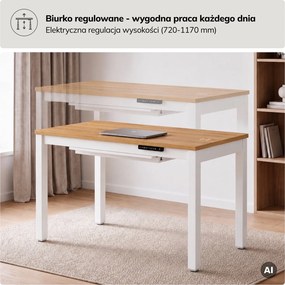 Biurko elektryczne regulowane Evan 120x63 cm, dąb złoty/biały