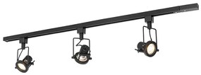 Industrialny system szynowy z 3 reflektorami 1-fazowymi czarny - Suplux