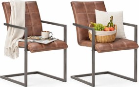 Brązowe skórzane krzesła na płozach  N6-L16