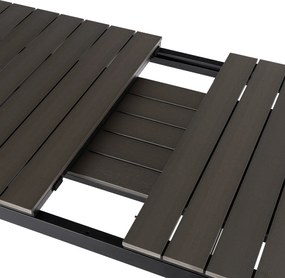 Rozkładany stół ogrodowy, kompozytowy Castello 140-180 cm, blat ciemnoszary dąb, podstawa czarna