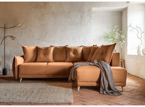 Ceglasty sztruksowy rozkładany narożnik (prawostronny) Lazy Lukka – Miuform