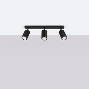 Lampa sufitowa minimalistyczny Gloow, aluminium - 3 źródło światła 4000K - L.45 x H.16.5 cm - czarny