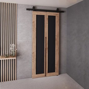 Drzwi Przesuwne QUDIO M1 Dąb Craft Złoty + Czarny 70
