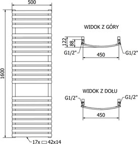 Mexen Bachus grzejnik łazienkowy 1200 x 500 mm, 619 W, czarny - W109-1200-500-00-70