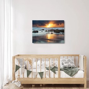 Obraz na szkle - Skąpane w słońcu morze (70x50 cm)