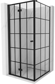 Mexen Mist-F T kabina prysznicowa składana lewa 70 x 70 cm, czarna kratka, czarna - 8A6T-070-070-70-77-L