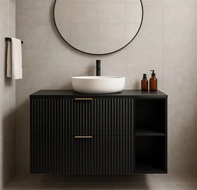 Wąska czarna półka łazienkowa 20 cm H4-G33