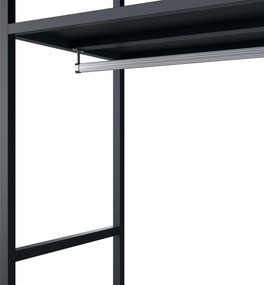 Regał biurowy otwarty z drążkiem na ubrania, do recepcji i poczekalni, metalowy, antracytowy, 800x2200x400 mm: ARIEL