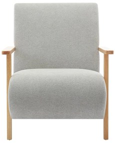 Fotel drewniany z szarą tapicerką - JULOMO