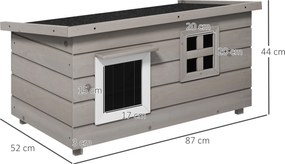 PawHut dom kot chata dla kota z asfaltowym oknem dachowym odporne na zimę drewno jodłowe szare