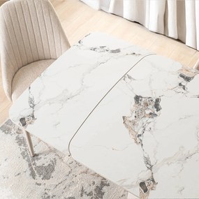 Ceramiczny stół z rozkładanym blatem Verona 160-240 cm, biały marmur/kaszmir