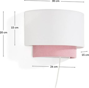 Biało-jasnoróżowa lampa dziecięca z tekstylnym kloszem Bianella – Kave Home