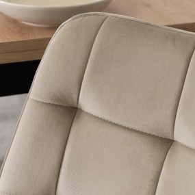 Zestaw Stół Kwadratowy Rozkładany MAX 80-160 cm Dąb Craft/Czarny i 6 Krzeseł Tapicerowanych CHRIS Beżowych Nowoczesnych