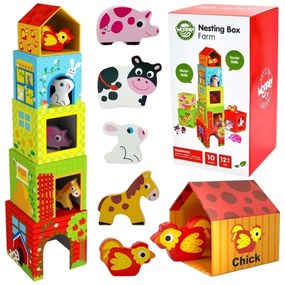 Woopie green układanka kostki farma w pudełkach + figurki 10 el.