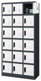 Skrytkowa szafa socjalna KAROL, 900 x 1850 x 400 mm, antracytowo-biała