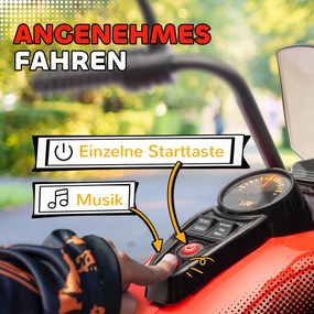 AIYAPLAY Motocykl elektryczny dla dzieci, 3 koła, na baterię 6V, ze światłami i muzyką, dla dzieci w wieku 3-6 lat, Czerwony