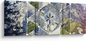 Obraz - Figura geometryczna (z zegarem) (90x30 cm)
