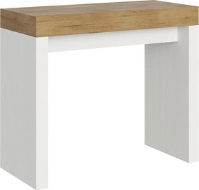 Konsola rozkładana 90x40/196 cm Roxell Mix Small Blat Dąb naturalny - Struktura Frassino biała