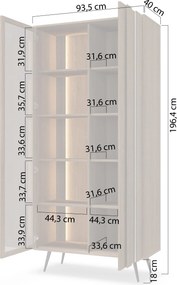 Witryna wysoka Flaro 93 cm z oświetleniem - dąb dunin