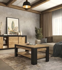 Stolik kawowy DADES 120x60 dąb samdal/czarny mat HELVETIA