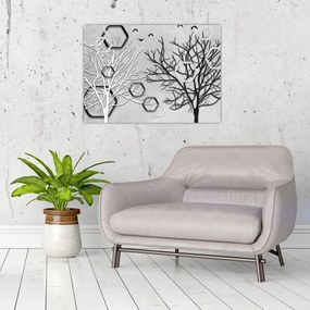 Abstrakcyjny obraz z drzewami (70x50 cm)