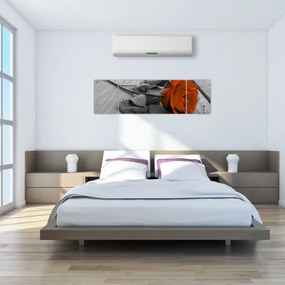 Obraz - Pomarańczowa róża (170x50 cm)