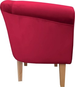 Fotel Milo tkanina Welur wygodny fotel tapicerowany do salonu i sypialni : Kolor nogi - Drewno, Kolor tkaniny - VELVET - MG31, Wysokość nogi - 20 cm