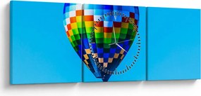 Obraz - Balon na gorące powietrze (z zegarem) (90x30 cm)