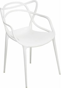 Białe minimalistyczne krzesło z podłokietnikami H4-M78
