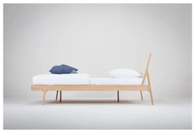 Białe/naturalne łóżko dwuosobowe z litego drewna dębowego 180x200 cm Fawn – Gazzda