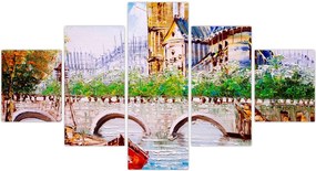 Obraz - Obraz olejny przedstawiający miasto (125x70 cm)