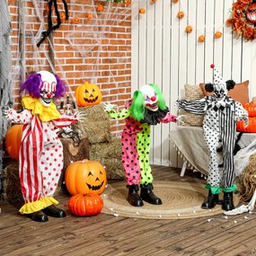 Outsunny Układane w stos animatroniczne klauny Halloween z czerwonymi świecącymi oczami do rekwizytów na imprezy wewnątrz | Aosom PL