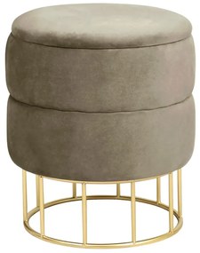 Beżowa welurowa pufa na nóżkach K4-G15