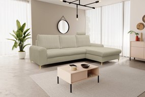 Masseno Narożnik VERONA z funkcją spania i pojemnikiem na pościel Narozniki L, Rozkładana sofa - Beżowy, LOFT 2