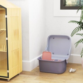PawHut Kuweta dla kota z pokrywą i łopatką, łatwa w czyszczeniu, zamykana, Fioletowa