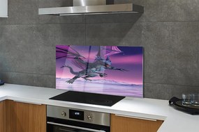 Szklany Panel Smok na tle Tęczowego Nieba