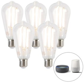 Zestaw 5 inteligentnych żarówek LED E27 Dim to Warm ST64 7W 806lm 1800-3000K