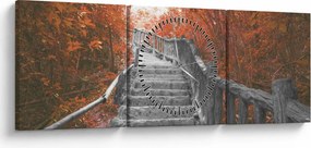 Obraz - Schody w naturze, pomarańczowy (z zegarem) (90x30 cm)