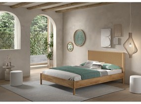 Łóżko dwuosobowe z litego drewna dębowego bez stelaża 160x200 cm w naturalnym kolorze Olive Rope – Vipack