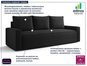 Czarna rozkładana sofa boucle z pojemnikiem H8-L55
