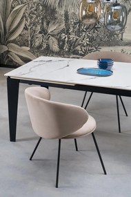 Krzesło do jadalni tapicerowane beżowy mat welur K587